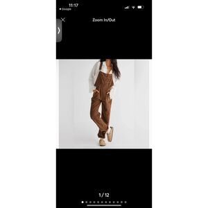 Free People We The Free Ziggy Brown Corduroy Overalls Sz 26